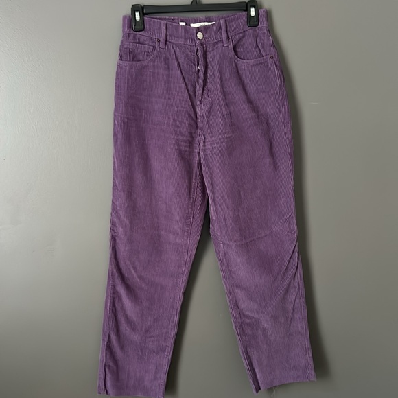 Pacific Sunwear Purple Corduroy High Rise Straight Unfinished Hem Pant Size 26 - Picture 2 of 7